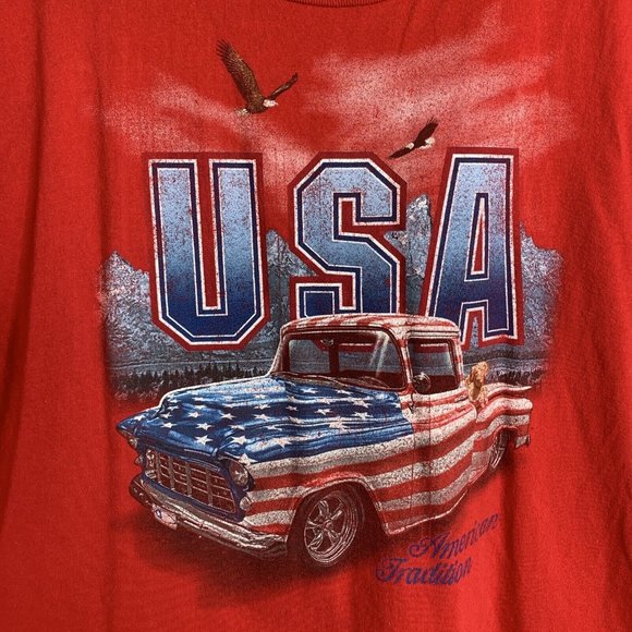 Spirit of America Mens Red Tee Shirt 3XL USA American Tradition Truck Patriotic - Picture 3 of 5